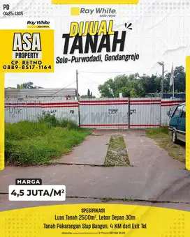 tanah dijual Gondangrejo Karanganyar