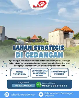 dijual cepat tanah di gedangan sidoarjo sertifikat SHM