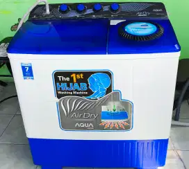 Mesin cuci merek AQUA 2 tabung 14 kg QW P1450T HIJAB SERIES