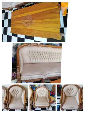 1 set meja kursi jati