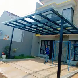 Bangunan material kanopi alderon & plafon pvc terpasang