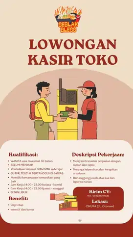 Di Cari KASIR TEMPAT MAKAN