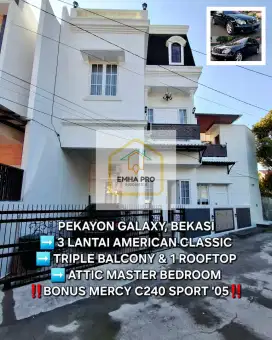(BONUS MERCY) Rumah American Classic 3 lantai 4 balkon!!