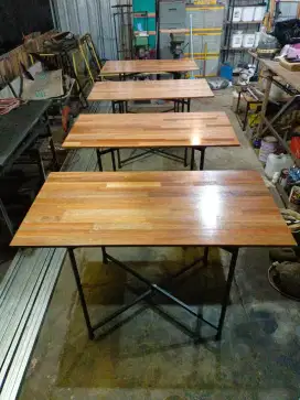 MEJA LIPAT BINTANG AESTHETIC KAKI BESI KAYU KALIMANTAN !