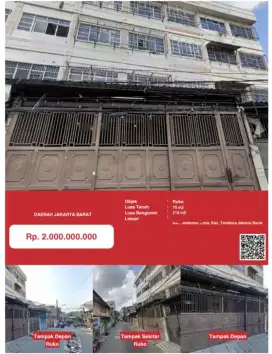 Dijual Ruko Tambora 3 Lantai