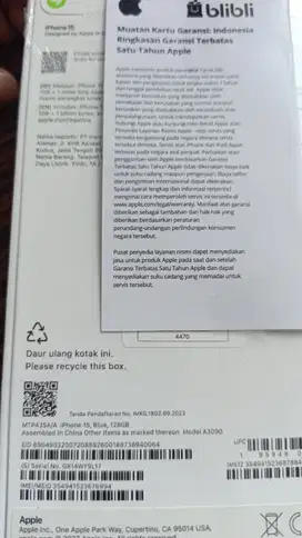 DIJUAL! NEW IPHONE 15 BLUE GARANSI INDONESIA