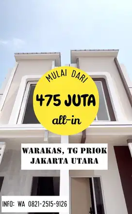 Dijual Murah Meriah Rumah 2-lantai di Warakas dekat Terminal Tg. Priok