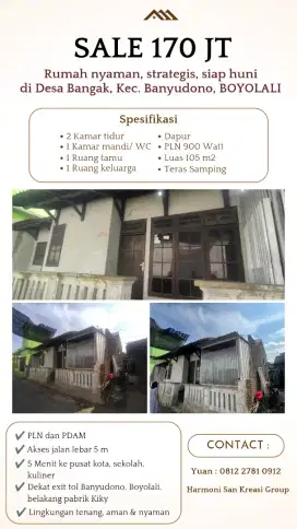 Jual rumah 170 JT