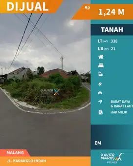 Dijual Kavling Atau Tanah Posisi Hook Di Karanglo Indah Malang(OLX758)