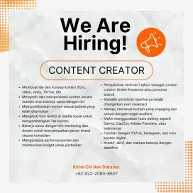 Dicari Content Creator Social Media