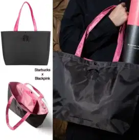 Totebag Kekinian Tas Jinjing Tas Tenteng Nylon Starbucks x Blackpink
