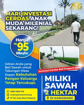 Sawah Dijual Rp 95rb/m di Karawang Timur