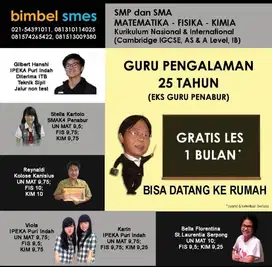 Les privat Matematika, Fisika SMP SMA Guru eks Penabur GRATIS 1 bulan