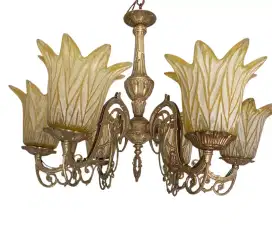 JUAL CEPAT LAMPU GANTUNG EROPA CABANG 6 RANGKA KUNINGAN
