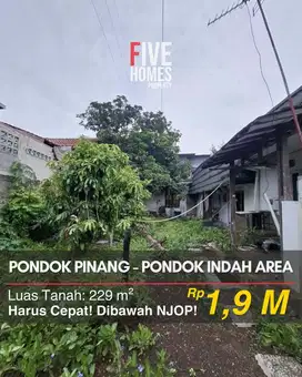 DIJUAL RUMAH TUA HITUNG TANAH HARGA MURAH DI BWH NJOP DI PONDOK PINANG
