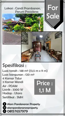Dijual Cepat BU Rumah 2LT Perum Pasadena