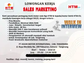 LOWONGAN KERJA HTM MOTOR RODA TIGA SALES MARKETING