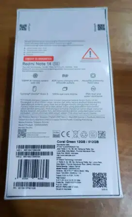 Dijual Redmi Note 14 5G. Intrnal 512 gb, ram 12 gb, Kmera 108 MP. Nego