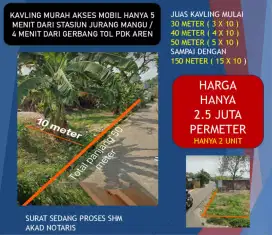 KAVLING MURAH dekat stasiun dan gerbanng tol