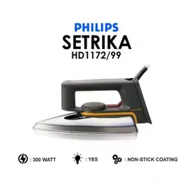 Setrika Philips Stainless HD1172 Classic Dry Iron Orginal (Model Lama)