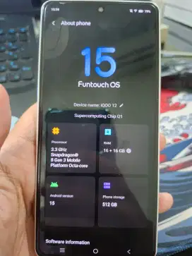 VIVO IQOO 12 FULLSET RAM 16+16/512 GB 120W FAST CHARGING