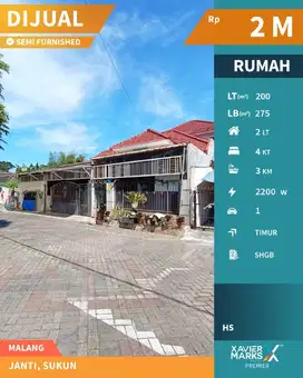 e065 Rumah Klasik Semi Furnish di Daerah Janti, Sukun Malang