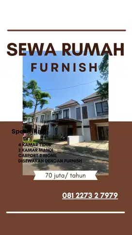 Sewa Hunian 2LT/4KT Kedaton Dgn Furnish Dekat Mall Uptown BSB City