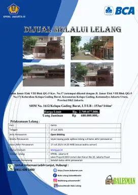 DIJUAL MELALUI LELANG WILAYAH JAKARTA