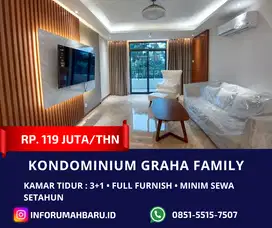 Full Furnish 3 BR ‼️Sewa Kondominium Graha Family Siap Huni