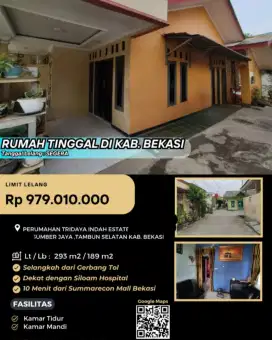 Dijual Rumah Tridaya Indah Estate Tambun Selatan Bekasi