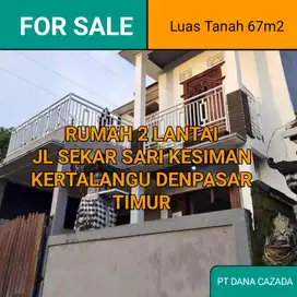 RUMAH 2 LANTAI JL SEKAR SARI KERTALANGU DENPASAR TIMUR 67M2