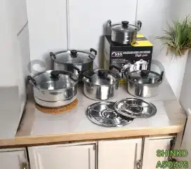 Panci Ndo Set Steamer Tutup Kaca ( SHINKO )
