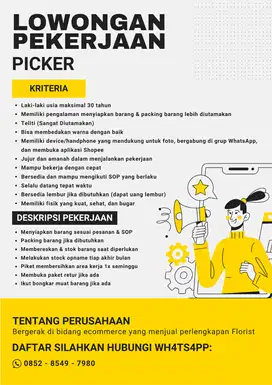 Lowongan Kerja Menyiapkan Barang dan Packing Barang Onlineshop