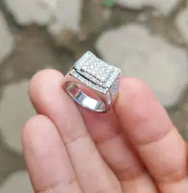 Cincin full berlian bersinar 90pcs ring perak original