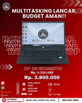 Laptop HP 14 EP0090TU Intel Core i3 N305 Ram 8GB Ssd 512GB Display 14