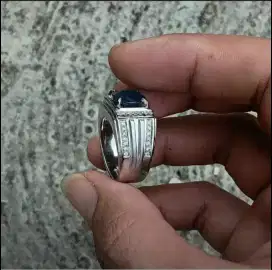 Cincin berlian shapire 4,80ct ring perak original