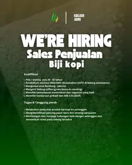 Loker Sales Kopi! Punya SIM & Jago Nego? Langsung Lamar!