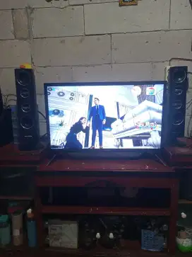 Jual tv led analog polytron 32 inch remot+stb