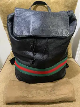 Backpack gucci black leather original (sale) harga net