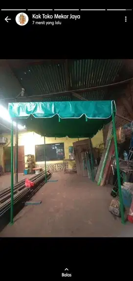 Tenda teratak, tenda kafe, tenda kanopi kain, tenda awning