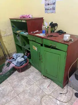 Jual cepat Lemari laundry kayu asli