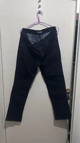 Celana motor touring protector fast line size 34, hitam, denim stretch