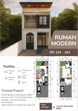 Rumah Penjaringan Sari 1 M-an DP Ringan Angsuran Flat 10 Tahun