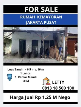 Rumah Kemayoran Jakarta Pusat Rp 1.25 M Nego