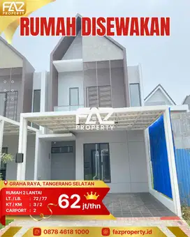 Sewa Cepat Rumah Baru Melia Hyra Graha Raya Bintaro Dekat Transmart