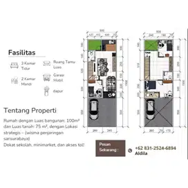 Rumah Surabaya Murah 2 Lantai 3 Kamar Tidur 2 Kamar Mandi
