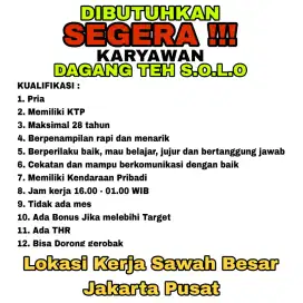 DIBUTUHKAN KARYAWAN PRIA / WANITA JAGA STAND KAKI LIMA