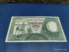 Uang kuno 10 ribu seri pekerja th 1964 hijau