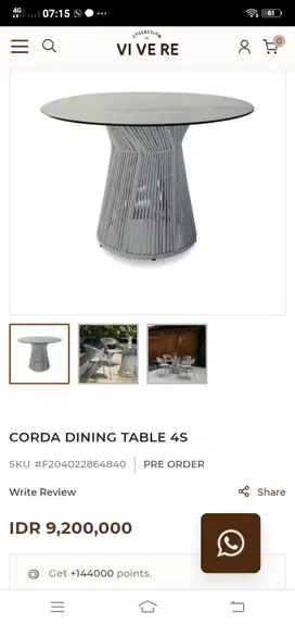 Set dinning table vivere