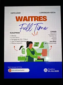 Lowongan waitres & marketing